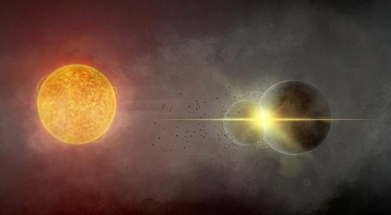 Eine Planetenkollision im Weltall beobachtet